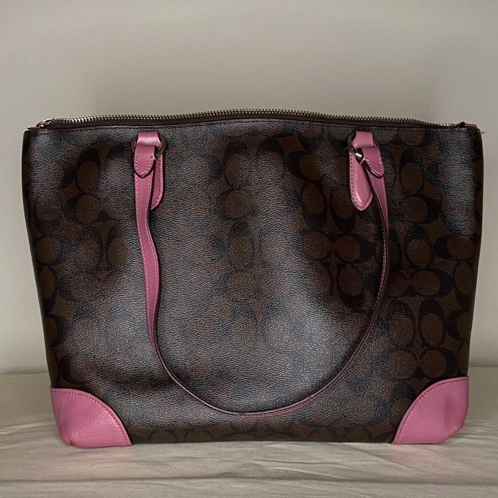 Coach Signature Brown and Pink Tote Bag - Picture 5 of 6